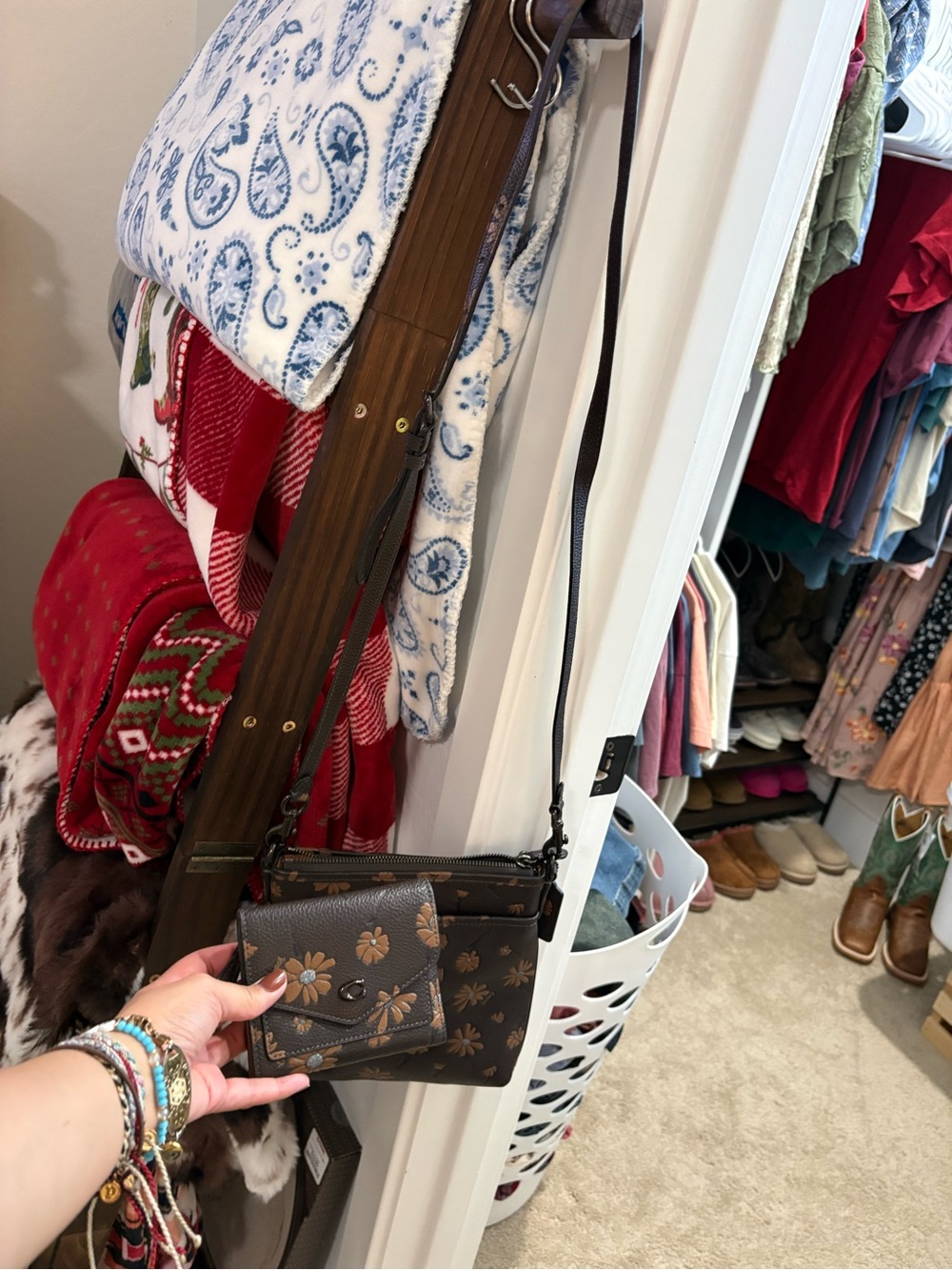Coach floral crossbody purse with wallet
